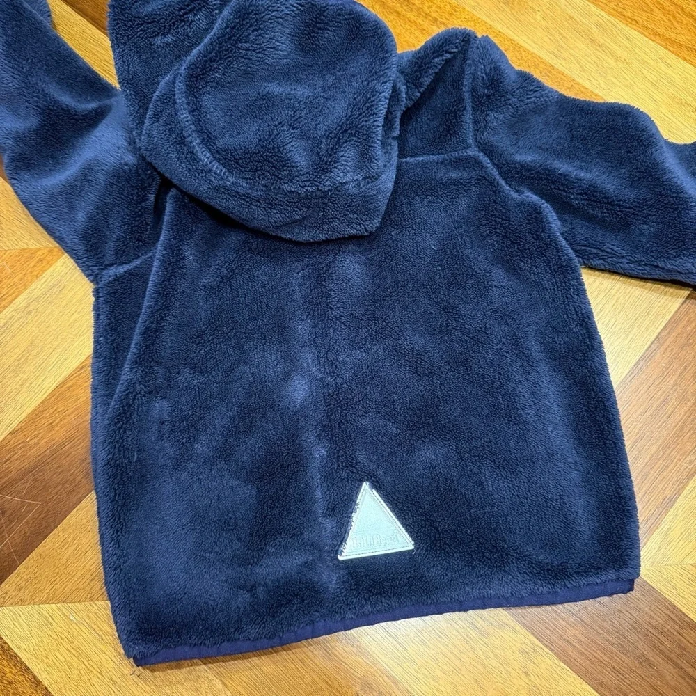 L.L. Bean High Pile Fleece Navy Hooded Jacket FLAW